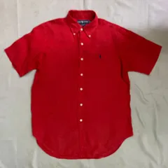古着 Polo by Ralph Lauren ポロ ラルフ ローレン Linen リネン Shirt シャツ Red レッド 赤 Mサイズ No.I119