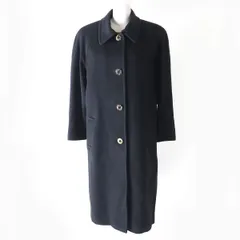 極美品△レオナール ファッション レディース ロゴ金ボタン付 裏地シルク100％・総柄プリント カシミヤ65％ ロングコート ブラック 9ARのサムネイル