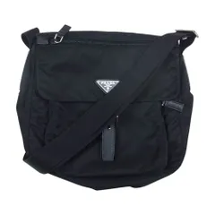 希少 PRADA ナイロン ミニレザー ショルダーバッグ 三角ロゴプレート 黒