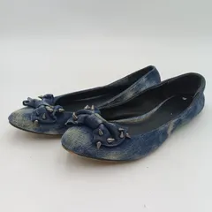 diesel デニム リボン付き フラットシューズ DIESEL ディーゼル フラットシューズ デニム スタッズ リボン