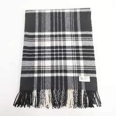 JOHNSTONS OF ELGIN チェック カシミヤ 大判 マフラー ストール ブラック ホワイト レディース ジョンストンズオブ エルガン【中古】5-1014T◎