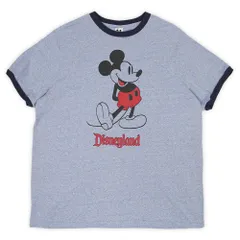 ディズニー Disney 00s 2000年代 Mickey Mouse ミッキーマウス リンガーTシャツ トリムT USA ヴィンテージ ビッグサイズ 古着 メンズ Tシャツ カットソー 霜降りブルー XL相当【中古】