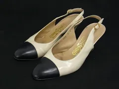 ■美品■ Salvatore Ferragamo フェラガモ レザー スリングバック パンプス ヒール 表記サイズ7(約24.5cm) 靴 シューズ DG4838