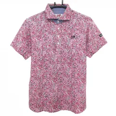 マスターバニー 半袖ポロシャツ ピンク×レッド 花柄 メンズ 5(L) ゴルフウェア MASTER BUNNY EDITION