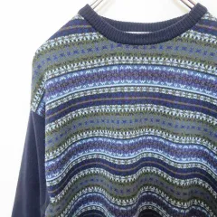 イタリア製 Giorgio di Firenze ヴィンテージ ニット セーター 総柄 クルーネック x906310ss