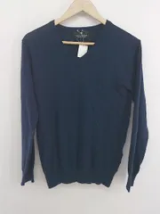 ◇ nano universe ナノ ユニバース Ｖネック ニット 長袖 カットソー サイズM ネイビー系 レディース P  【1302210011128】