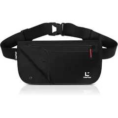 【新品】 [LiberFlyer] セキュリポ（SECURIPO） Lサイズ セキュリティポーチ 独自2重ポケット×スマート防犯デザイン パスポートケース スキミング防止 撥水 メンズ レディース 海外旅行（ブラック（赤ジッパー） 1