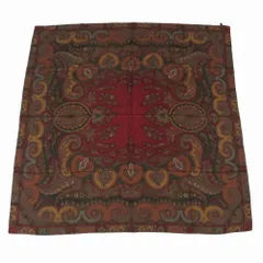 エトロ ETRO ウール シルク ペイズリー柄 大判 スカーフ ストール マフラー ショール ダークブラウン マルチカラー ur81