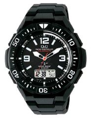 [シチズン Q&Q] 腕時計 アナログ 電波 ソーラー 防水 日付 ウレタンベルト MD06-305 メンズ ブラック