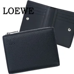 ロエベ 財布 二つ折り LOEWE SLIM COMPACT WALLET C660W73X02 1100 / 0011078771 スリム コンパクト ウォレット ソフトグレインカーフ ブラック 本革 シルバー