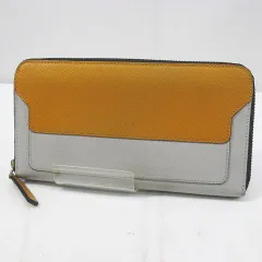 マルニ MARNI 長財布 ラウンドファスナー  バイカラー イエロー グレー レザー イタリア製のサムネイル