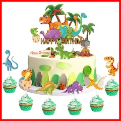Happy 11点セット Birthday ケーキ挿入カード バースデー ケーキピック ケーキ ケーキ飾り デコレーション 恐竜 カップケーキ 誕生日 飾り ケーキトッパー 男の子 Paready