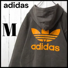 adidas アディダス トレフォイルロゴ フーディー プルオーバー パーカー ダークブラウン Mサイズ