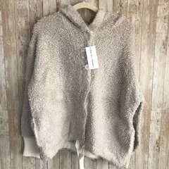 タ　未使用　タグ付き　Kawaiokada　ブークレーニットフードカーディガン　サンドベージュ　M