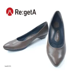 Re:getA パンプス ポインテッドトゥ ローヒール 24cm コンフォート 24cm ブラウン レディース コンフォート hws01373