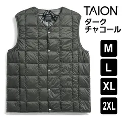 TAION タイオン メンズ ダークチャコール m l xl xxl インナーダウンベスト インナーダウン 001 スノボ スキー 深め 秋冬 防寒 大きいサイズ 秋 冬 無地 コットン カジュアル 旅行