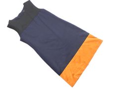 theory セオリー シルク混 切替 ノースリーブ ワンピース size2/紺ｘ黒ｘ茶 ■◆ レディース