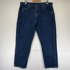 古着 ラングラー Wrangler デニムパンツ ジーンズ ジーパン 5ポケット 長ズボン ジップ ストレート 大きいサイズ w38 L29  ブルー メンズ