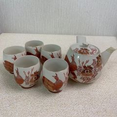 【フォロー割対象商品】金彩絵柄　急須　湯呑み5個セット
