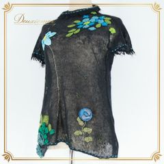 高級感 トクコプルミエヴォル チュニック 総レース カラー花柄 豪華刺繍 黒 高級感 トクコプルミエヴォル チュニック 総レース カラー花柄 豪華