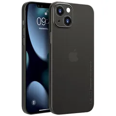 「0.3㎜極薄」iPhone 13 Mini対応ケース memumiマット質感 オリジナル設計 指紋防止 傷付き防止 ワイアレス充電対応 5.4インチ人気ケース・カバー(Trans-Black) 0