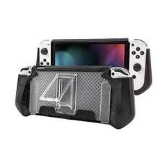 Switch Oled カバー スイッチ 有機ELモデル ケース 一体式 TPU素材 全面保護 耐衝撃 薄型軽量 着脱簡単 防水防塵 滑り止め(黒)