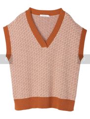 AMERICAN HOLIC V ネックジャガード　ニットベスト　テラコッタ