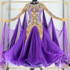 【専用】社交ダンス 衣装 タカダンス TAKADANCE スタンダード ドレス ワンピース スタンダードドレス フロート パープル系 紫 デモ 競技 ダンス パーティ 発表会 高級感 フェスティバル 華やか フロート付き ステージ衣装 ダンスパフォーマンス