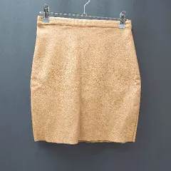 ◇ EMODA レザー カジュアル シンプル ガーリー バックジップ ミニ丈 タイト スカート サイズS キャメル レディース E  【1304120021761】