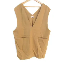 ローリーズファーム LOWRYS FARM ベスト プルオーバー カットソー ノースリーブ Vネック 無地 F ベージュ /FF29