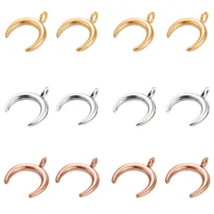 [UNICRAFTALE] 15個 3色 月 チャーム ステンレスチャーム 月柄 三日月 ムーンチャーム 星空シリーズ ペンダント ピンクゴールド ゴールデン ステンレス色 メタルチャーム 金属チャーム ネックレスパーツ ジュエリー作り ネックレス ブレスレッ