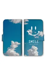 OPPO Reno 13A ケース 手帳型 オッポリノ 13A スマホケース 携帯ケース 空 青空 スマイル ニコちゃん 雲 水色 青色 おしゃれ かわいい 可愛い カラー03