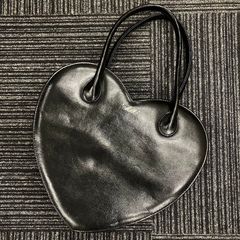 ★☆ミルク MILK ハート型 フェイクレザー ハンドバッグ 鞄 ブラック レディース 美品 中古 縦26cm 幅34cm マチ11cm☆★
