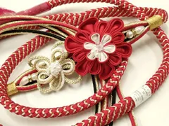 平和屋着物●和装小物　振袖用帯締め　装飾　パール　つまみ細工　ラインストーン　金糸　日本製　逸品　未使用　AAAX9560ay