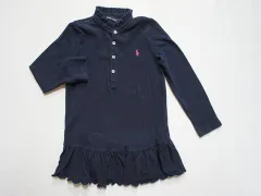 ラルフローレン ralph lauren アウトレット 子供服 女の子 3歳 約 95cm ベビー服 長袖 ワンピース 紺 ピンク ポロシャツ地 スモールポニー 春 秋 冬 ★3 冬服 ガールズ キッズ ベビー 【中古】 ユーズド 子ども服