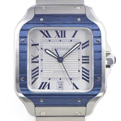 カルティエ Cartier 腕時計 サントス LM WSSA0047 デイト 夜光針 ストライプ スクエア シルバー文字盤 SS ブルーPVD 自動巻き 【箱・保付き】 【中古】のサムネイル