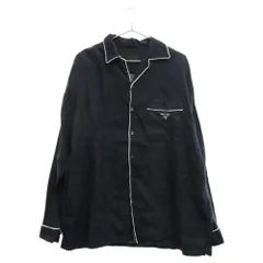 PRADA (プラダ) 22AW Linen shirt リネンパイピングパジャマ長袖シャツ SC607 S221 11T7 ネイビーのサムネイル
