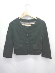 ◇ ⊇ ef-de エフデ 長袖 ノーカラー ジャケット サイズ9 ブラック レディース E  【1411130014772】