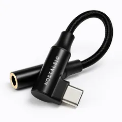 NOSTALSIC USB C ＆ 3.5 mm イヤホンジャック変換 オーディオアダプタ DAC搭載 24bit/96KHz対応 ハイレゾ音質 TRRS/4極 ナイロン編み L字型 コネクタ 音量調節/通話/音楽対応 iPhone15 16 シリーズ/iP 
