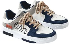 KIDSMAL カジュアル スニーカー メンズ レディース 兼用 ロー カット 厚底 靴 紐付き 韓国風 ストリート(ブルー,  26.5 cm)