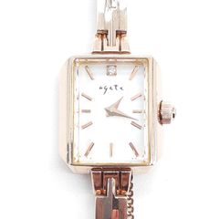 agete ゴールド 時計 電池交換済】agete アガット 腕時計 0.08ct ダイヤ ゴールド
