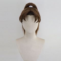 【お取寄せ商品！納期ご相談下さい！】コスプレ耐熱ウィッグ オーダー 造形ウィッグ ブラウン 前髪立ち上げ ワンレン 結い上げ ウィッグ ★忍たま乱太郎/小松田秀作 等