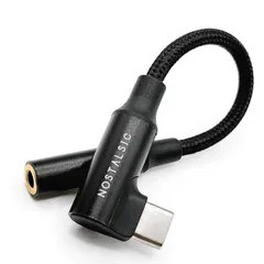 NOSTALSIC USB C ＆ 3.5 mm イヤホンジャック変換 オーディオアダプタ DAC搭載 24bit/96KHz対応 ハイレゾ音質 TRRS/4極 ナイロン編み L字型 コネクタ 音量調節/通話/音楽対応 iPhone15 16 シリーズ/iP 