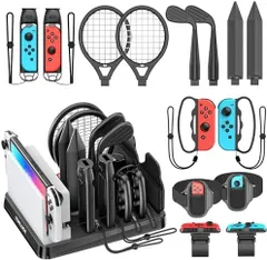 [新品※未使用] 【15 in 1セット】Switch Sports用アクセサリ Switchスポーツセット スイッチスポーツ用周辺機器 Joy-Conアクセサリ 収納スタンド Switchドック収納 Switchスポーツアタッチメント収納 体感ゲーム対応