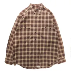 90's 00's エディーバウアー オンブレーチェック コットン シャツ 長袖 (M) エンジ×茶系 シャドーチェック 90年代 旧タグ オールド Y2K　アメリカ古着 USED  ビンテージ ヴィンテージ