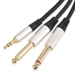 【LCYOUTH】オーディオケーブル3.5mmto6.35mm変換ステレオミニプラグ2分配変換ケーブルオス-オスHIFIナイロン編組HIFIスマートフォンPCCDプレーヤースピーカーアンプ等に適用(2M)