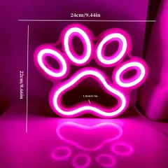 ネオンライト 木製 ペット インテリア かわいいギフト 誕生日 子供部屋 壁掛け 装飾 犬の足 カフェ 看板 ネオンサイン 肉球 キッズ リビング ピンク 男の子 女の子 看板 飲食店 喫茶店 ネオン管 アニバーサリー アート デコレーション バースデイ E1