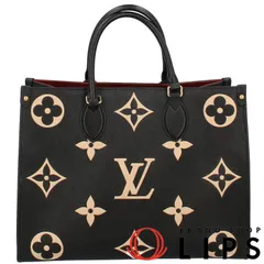 ルイ・ヴィトン オンザゴーMM M45495 バイカラーモノグラムアンプラントレザー レディース ハンドバッグ ブラック/ベージュ