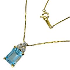 ブルートパーズ 2.61ct ダイヤモンド 0.26ct ネックレス K18ゴールド 18金  4.1g 41cm レディース 【中古】【真子質店】【NN】