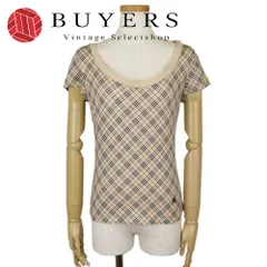【中古】 バーバリーブルーレーベル 半袖Ｔシャツ ノバチェック 38 コットン ベージュ ブラック レッド カットソー レディース 女性 BURBERRY BLUE LABEL